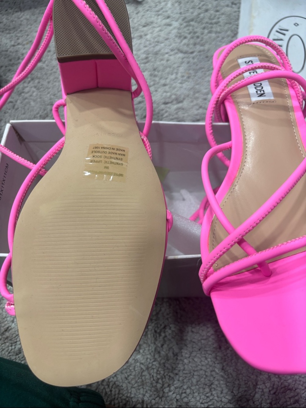 Steve Madden Hot Pink Strappy Square-Toe Sandals - Picture 2 of 2